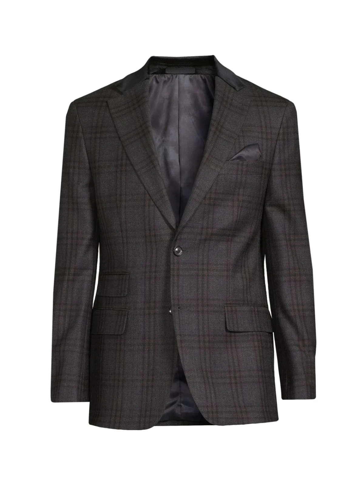 Tallia Blazers & Sportcoats|Slim Fit Plaid Wool Blend Blazer Charcoal