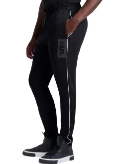 Karl Lagerfeld Paris Pants|Slim Fit Side Piping Track Pants Black