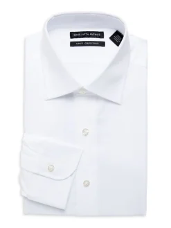 Saks Fifth Avenue Dress Shirts|Slim Fit Textured Dress Shirt White