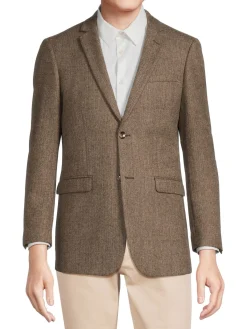 DOUGLAS & GRAHAME Blazers & Sportcoats|Slim Fit Twill Wool Blazer Brown