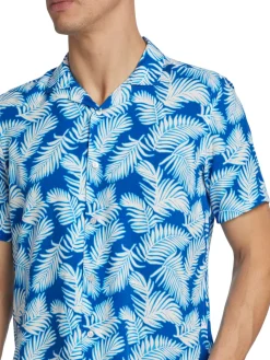 Saks Fifth Avenue Casual Button-Down Shirts|Slim-Fit Wavy Leaf Camp Shirt Navy