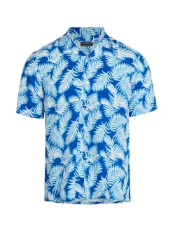 Saks Fifth Avenue Casual Button-Down Shirts|Slim-Fit Wavy Leaf Camp Shirt Navy