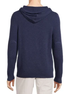 Samuelsohn Cashmere|Slubbed Wool & Cashmere Hoodie Indigo