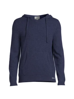 Samuelsohn Cashmere|Slubbed Wool & Cashmere Hoodie Indigo