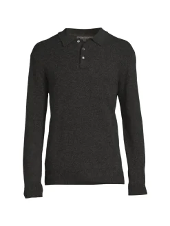 Slate & Stone Sweaters|Slubbed Wool Blend Polo Sweater Charcoal