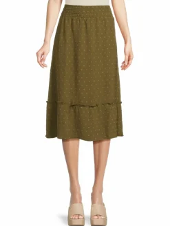 Women Bobeau Smocked A Line Midi Skirt