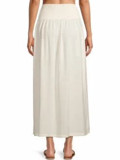 Women WeWoreWhat Smocked Linen-Blend Maxi Skirt
