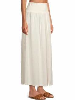 Women WeWoreWhat Smocked Linen-Blend Maxi Skirt