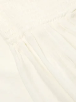 Women WeWoreWhat Smocked Linen-Blend Maxi Skirt