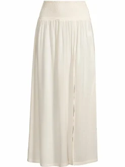 Women WeWoreWhat Smocked Linen-Blend Maxi Skirt