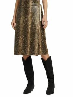 Women Ganni Snake Embossed Faux Leather Wrap Skirt