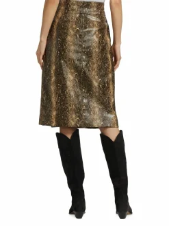 Women Ganni Snake Embossed Faux Leather Wrap Skirt
