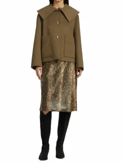 Women Ganni Snake Embossed Faux Leather Wrap Skirt