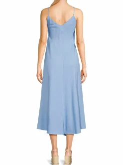 Women L'AGENCE Solid A-Line Midaxi Dress