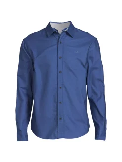 Calvin Klein Casual Button-Down Shirts|Solid Cotton Shirt