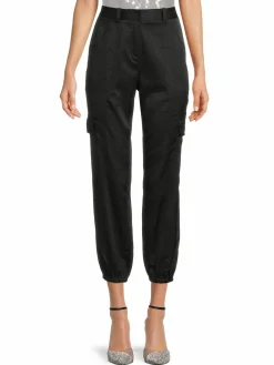 Women Donna Karan Solid Crooped Cargo Joggers