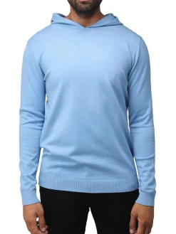 X Ray Sweaters|Solid Hooded Sweater Blue