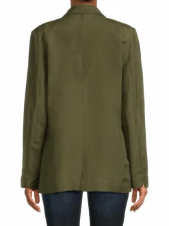 Women RD style Solid Linen Blend Regular Blazer