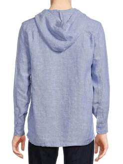 Onia Linen|Solid Linen Hoodie Blue