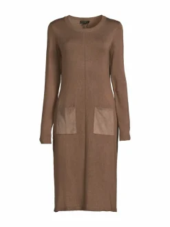 Women Donna Karan Solid Long Sleeve Sweater Dress