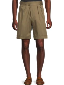 Roberto Cavalli Shorts|Solid Pleated Shorts Khaki