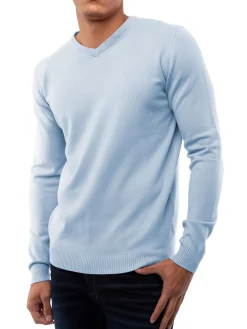 X Ray Sweaters|Solid V Neck Sweater Powder Blue