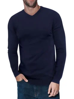 X Ray Sweaters|Solid V Neck Sweater Navy