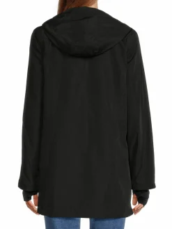 Women DKNY Solid Windbreaker Hooded Jacket
