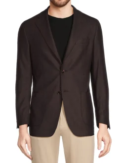 Samuelsohn Blazers & Sportcoats|Solid Wool Blend Blazer Burgundy