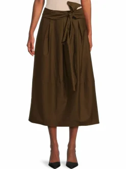 Women Vince Solid Wool Blend Midi Skirt
