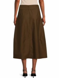 Women Vince Solid Wool Blend Midi Skirt