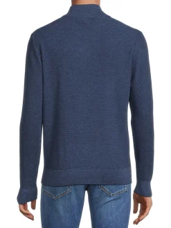 Bonobos Sweaters|Solid Zip Pullover Blue Dot