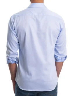 Jared Lang Casual Button-Down Shirts|Spread Collar Curved Shirt Blue Print