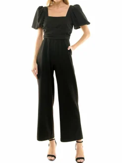 Women Nicole Miller Squareneck Crepe Jumpsuit