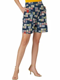 Women Victoria Beckham Stamp Print Flat Front Shorts