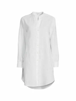 Women James Perse Stand Collar Linen Mini Shirtdress