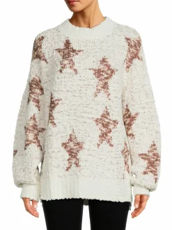 Women Bobeau Star Dropped Shoulder Sweater