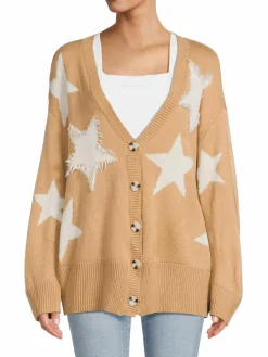 Women Vintage Havana Star Pattern Cardigan