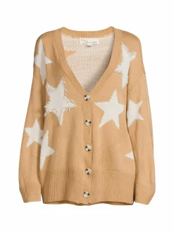 Women Vintage Havana Star Pattern Cardigan