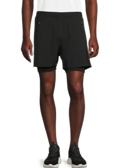 Reiss Shorts|Stephen Double Layer Running Shorts Black