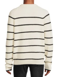 HUGO Sweaters|Stom Striped Raglan Sleeve Wool Blend Sweater White Black