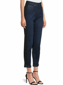 Women Karl Lagerfeld Paris Straight Leg High Rise Cropped Jeans