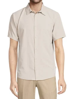 Onia Casual Button-Down Shirts|Stretch Cotton Button Down Shirt Stone