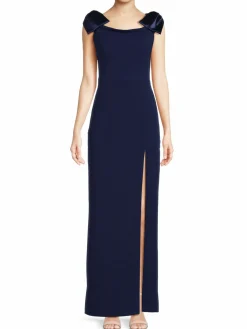 Women Aidan Mattox Stretch Crepe Slit Gown