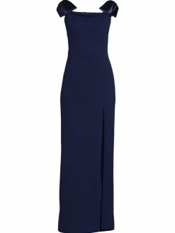 Women Aidan Mattox Stretch Crepe Slit Gown