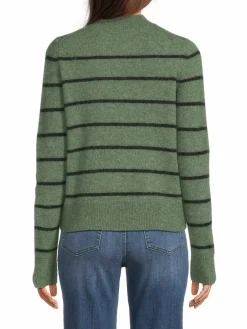 Women Vince Stripe Alpaca Bend Mockneck Sweater