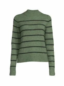 Women Vince Stripe Alpaca Bend Mockneck Sweater