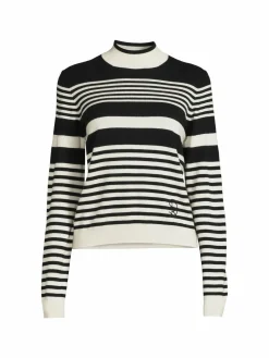 Women Sonia Rykiel Stripe Wool Blend Mockneck Sweater