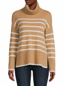 Women Saks Fifth Avenue Striped Cashmere Sweater