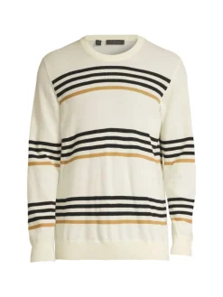 Saks Fifth Avenue Cashmere|Striped Cashmere Sweater Egret